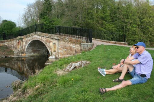 Paines Bridge with people Chillington Hall