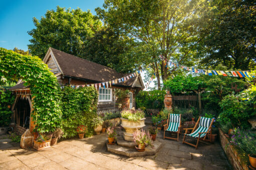 Talliston House Garden with bunting