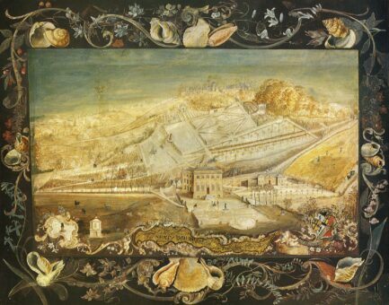 Merged scand painting from Gardens of Delight Volume II at Painswick Rococo Gardens