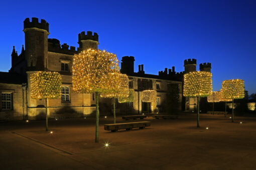 Lowther Castle Courtyard with hornbeam pillars 11006