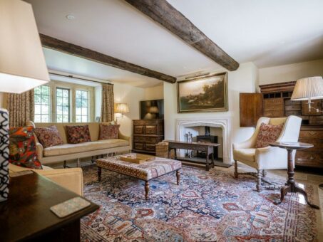 Halswell Park Drawing Room with fireplace and lamp